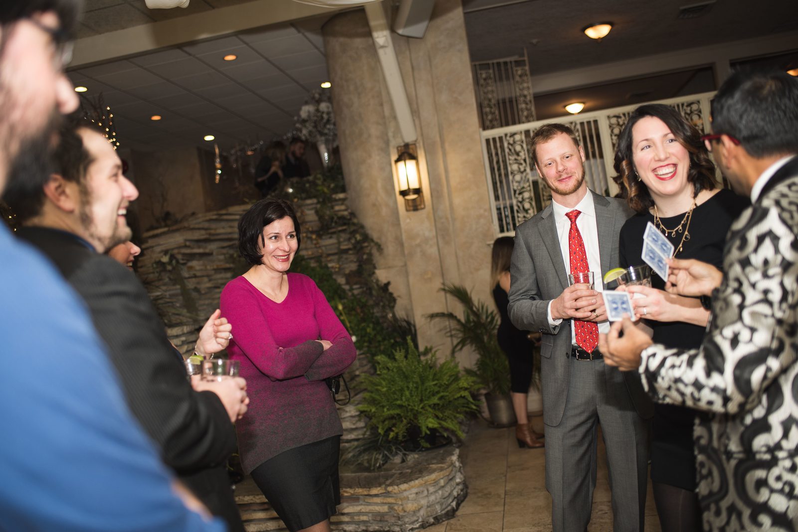 Mind reading with guests at a corporate reception